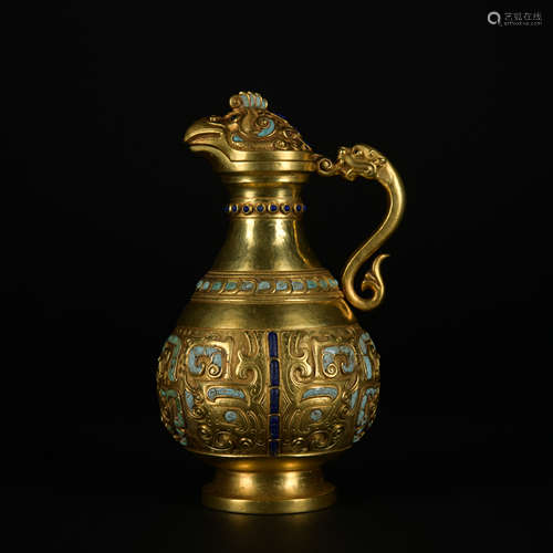 A gold inlaid pot