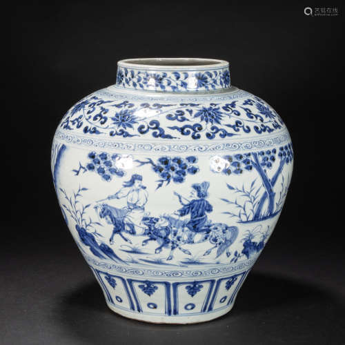 CHINESE BLUE AND WHITE JARS, YUAN DYNASTY