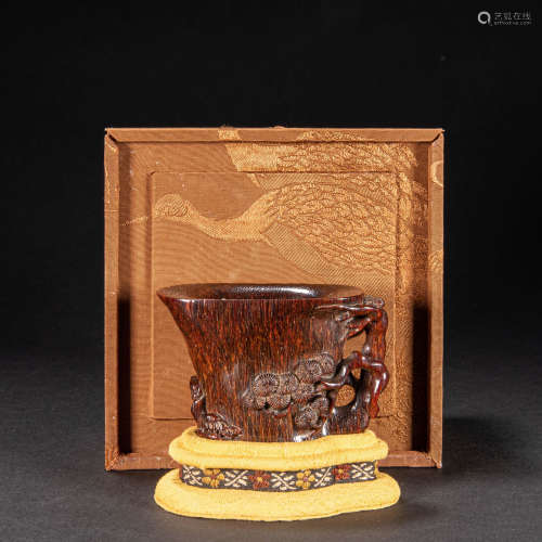 CHINESE HORN CUP, QING DYNASTY