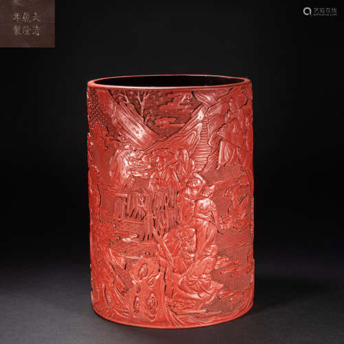 CHINESE LACQUERWARE COIL CYLINDER, QING DYNASTY