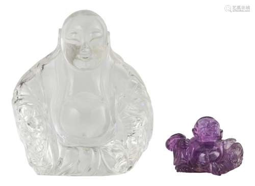 Two Chinese Carved Hardstone Figures of Budai