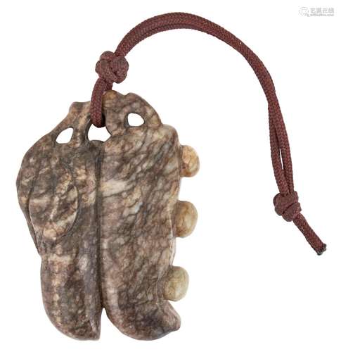 A Chinese Mottled Gray Jade Pendant