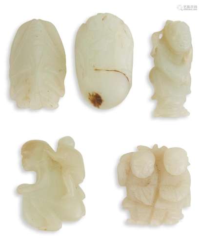 Five Small Chinese White Jade Carvings