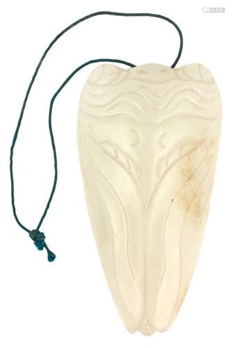 A Chinese Carved White Jade Cicada