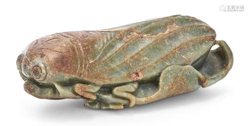 A Large Chinese Carved Jade Cicada