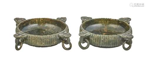 A Pair of Chinese Spinach Jade Washers