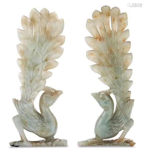 A Pair of Chinese Jadeite Peacocks