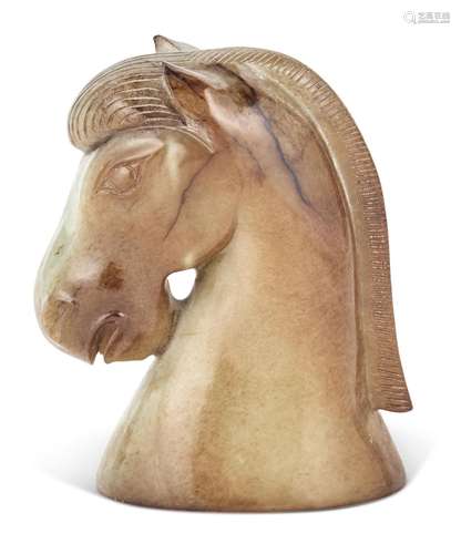 A Chinese Jade Carving 20th Century Depicting a horse head. ...