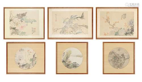 Group of Six Framed Small-Format Chinese Paintings