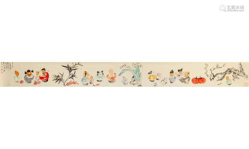 A Chinese School Painting by Tang Yun, depicting stylized fi...