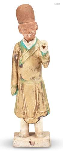 A Chinese Standing Polychromed Pottery Figure