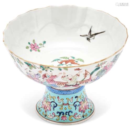 A Chinese Famille Rose Porcelain Stembowl