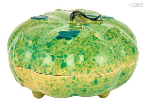 A Chinese Melon-Form Porcelain Box