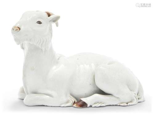 A Chinese Porcelain Figure of a Goat