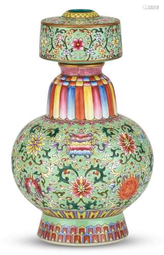 A Chinese Famille Rose Porcelain Tibetan Style Vase