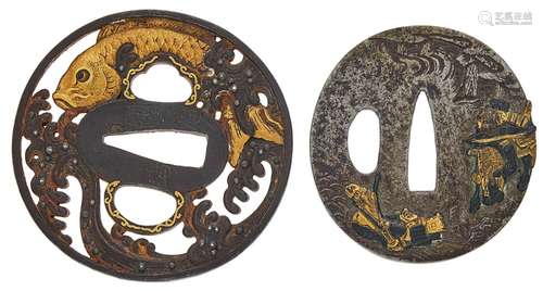 Two Japanese Mixed Metal Tsuba