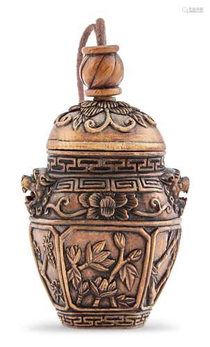 A Japanese Carved Boxwood Inro