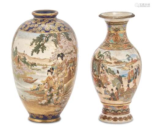 Two Japanese Satsuma Miniature Vases Meiji Period Comprising...