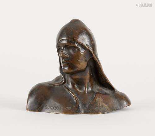 Sculpture en bronze: Tête de mineur.Signée: C. Meunier.Dim.:...