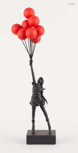 Sculpture, multiple en polystone: Flying Balloons Girl (Red ...