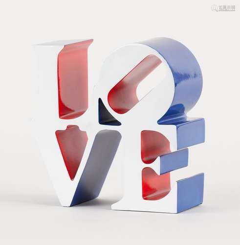 Sculpture en polystone: "Love Blue Red White".D...