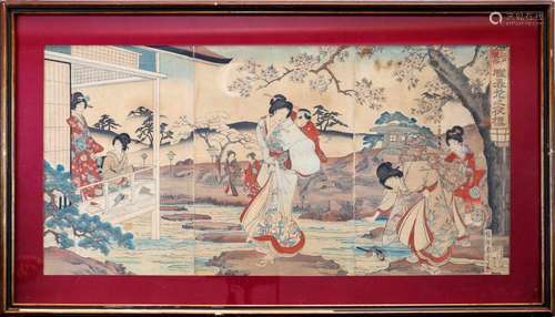 Estampe de Yoshu Hashimoto CHIKANOBU (1838 1912). Beautés co...