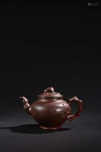 Flambe-glazed Plum Pattern Teapot