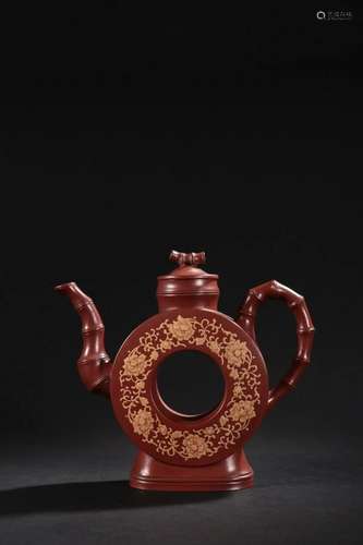 Bamboo Slub Pattern Yixing Zisha Teapot