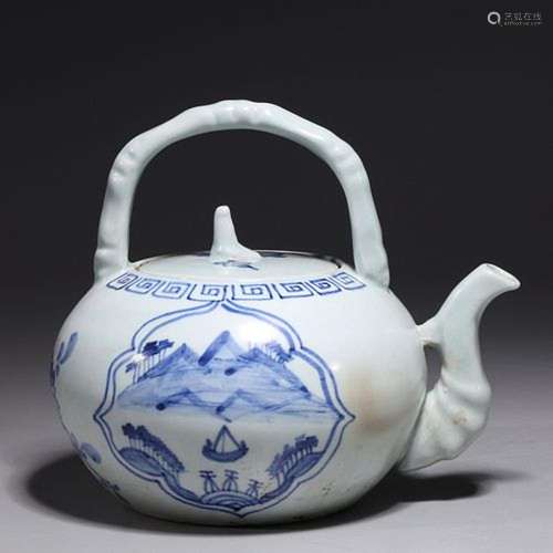 Korean Blue & White Porcelain Teapot