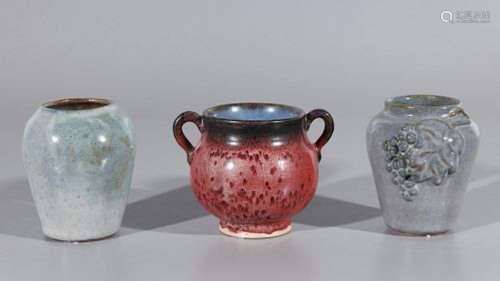Three Glazed Chinese Ceramic Vases