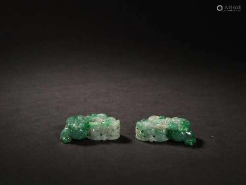 Jadeite Pixiu Pair