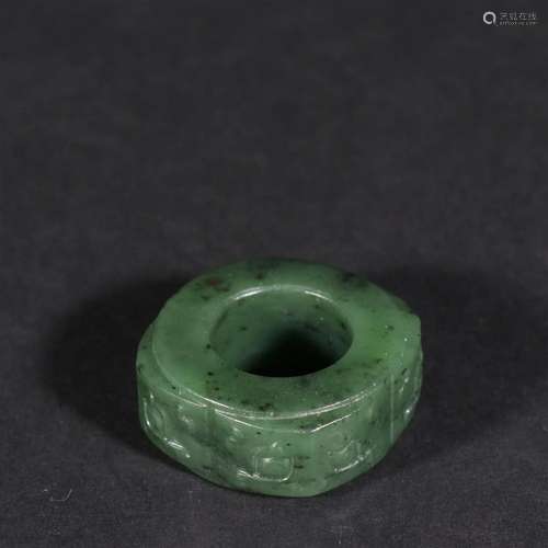 Hetian Green Jade Cong Carved Ornament