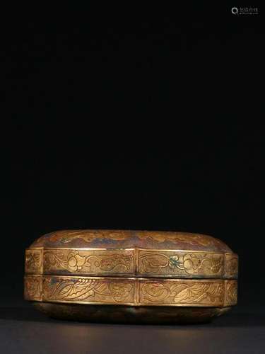 Qing Dynasty - Gilt Bronze Floral Lidded Box