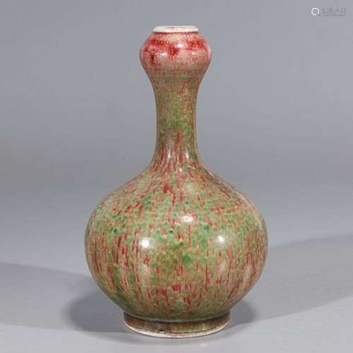 Chinese Peach Bloom Garlic Mouth Vase