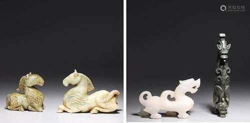 Group of Four Chinese Various Hardstone Carvings