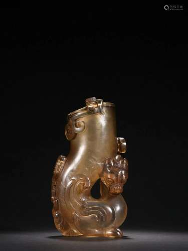 Han Dynasty - Glass Gold Wrapped Beast Pattern Bottle