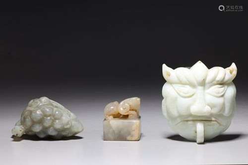 Group of Three Various Chinese Hardstone Carvings