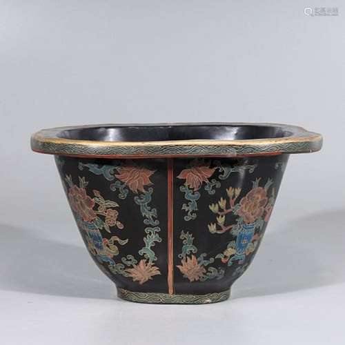 Chinese Gilt Lacquered Wood Basin