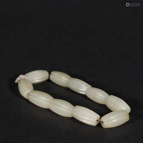 Qing Dyansty - Hetian Jade Bead Bracelet