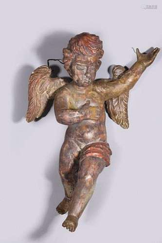 Antique Hand Carved Wood Cherub