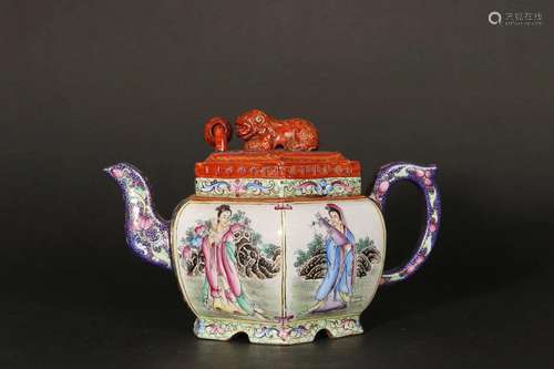 Qing Dynasty - Enamel Yixing Zisha Teapot