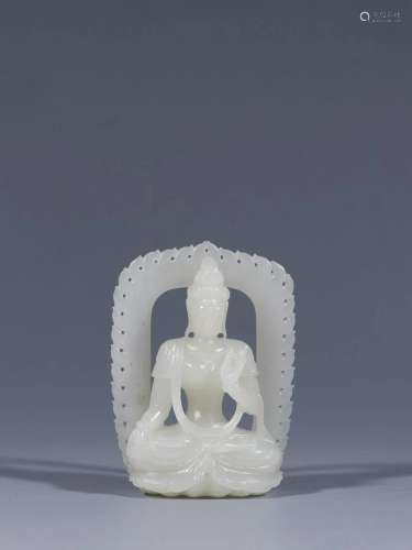 A Fine White Jade Figure of Buddha