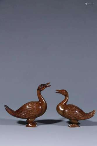A Pair of Jade Carving Ducks