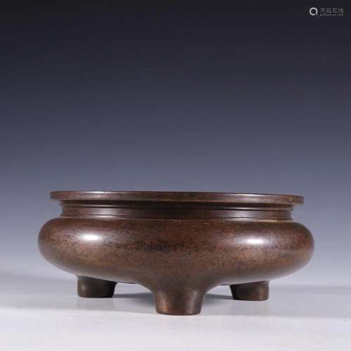 Old Bronze Ding Type Incense Burner