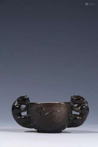 A Crystal Cup With Two Dragon Ears