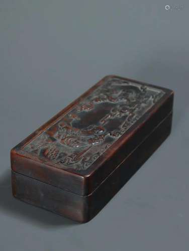 A Zitan Wood Box With Character Pattern