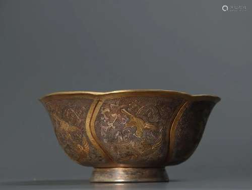 A Gilt-silver Bowl With Flower and Bird Pattern