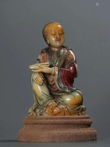 A Shoushan Stone Figure of Guanyin