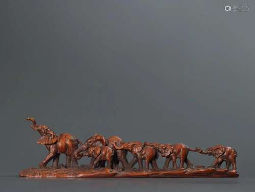 A Fine Huangyang Wood Carved Elephant Ornament