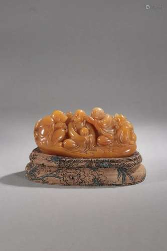 A Fine Tianhuang Stone Carved Luohan Ornament